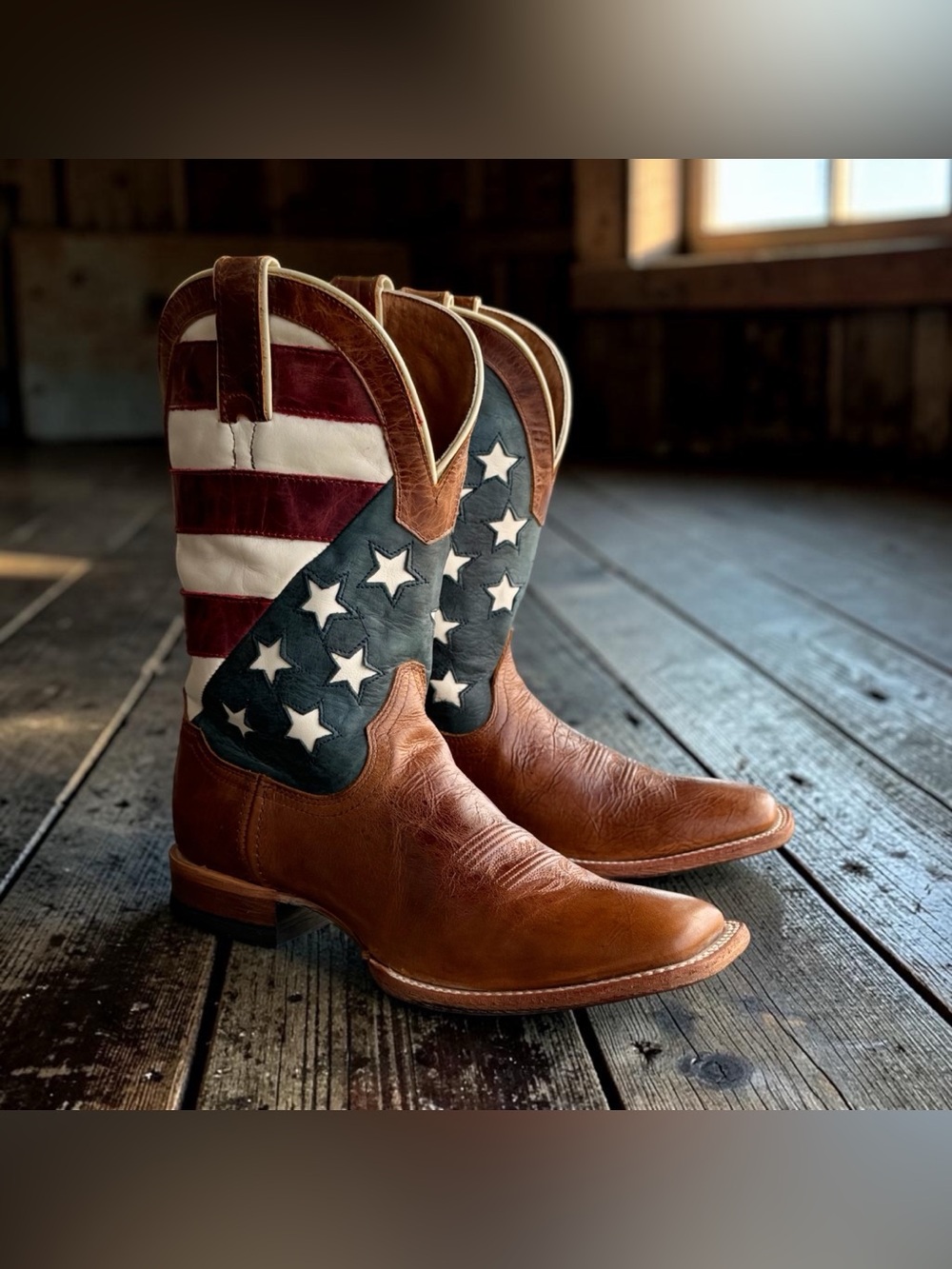 SHYANNE WOMEN'S MAGNOLIA WESTERN BOOTS - PATRIOT FLAG COWGIRL SQUARE TOE SIZE 10